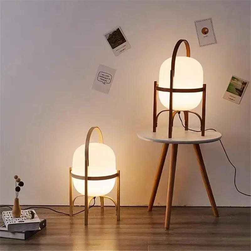 Wabi Sabi Wood LED Table Lamp Minimalist Glass Lampshade for Study Bedroom Bedside Living Room Reading Home Decor Standing Light