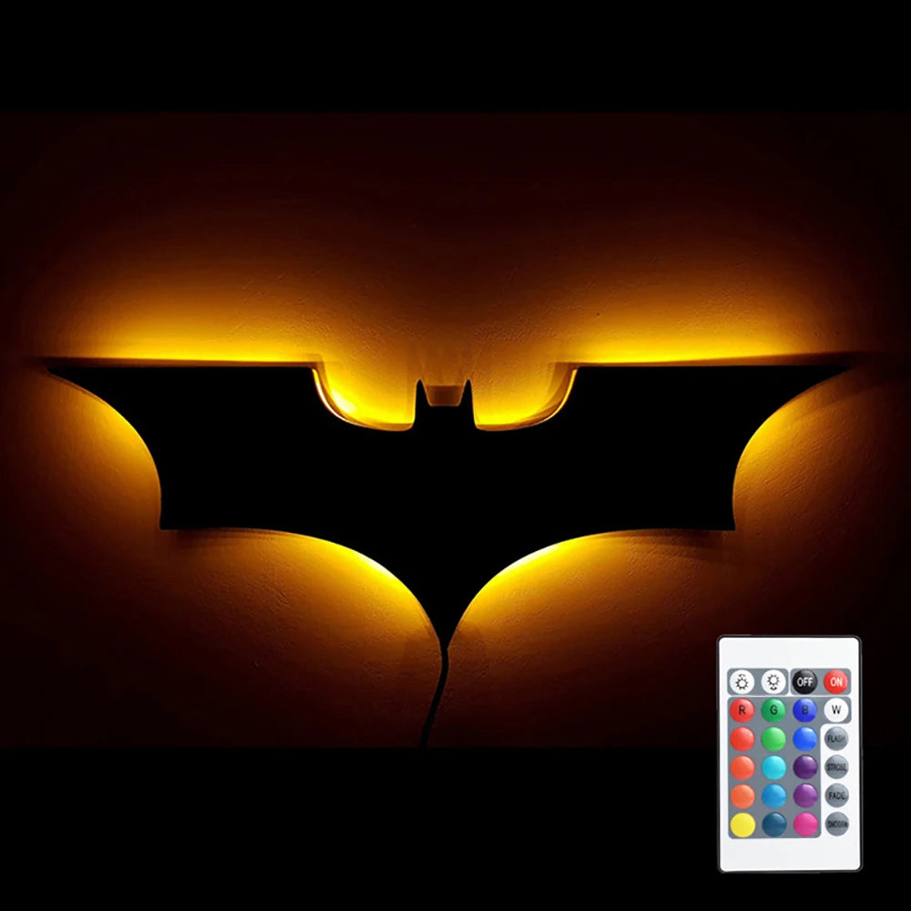 ZK50 Colorful And Cool LED Night Light Decorative Wall Lamp Plug-in Remote Control Color Changing Bat Wing Bedside Ambient Light