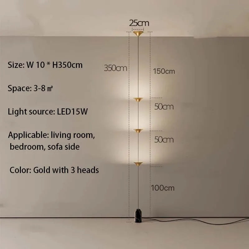 Modern LED cone-shaped design floor lamp pendant light living room bedroom bedside sofa side ambient light hanging line light