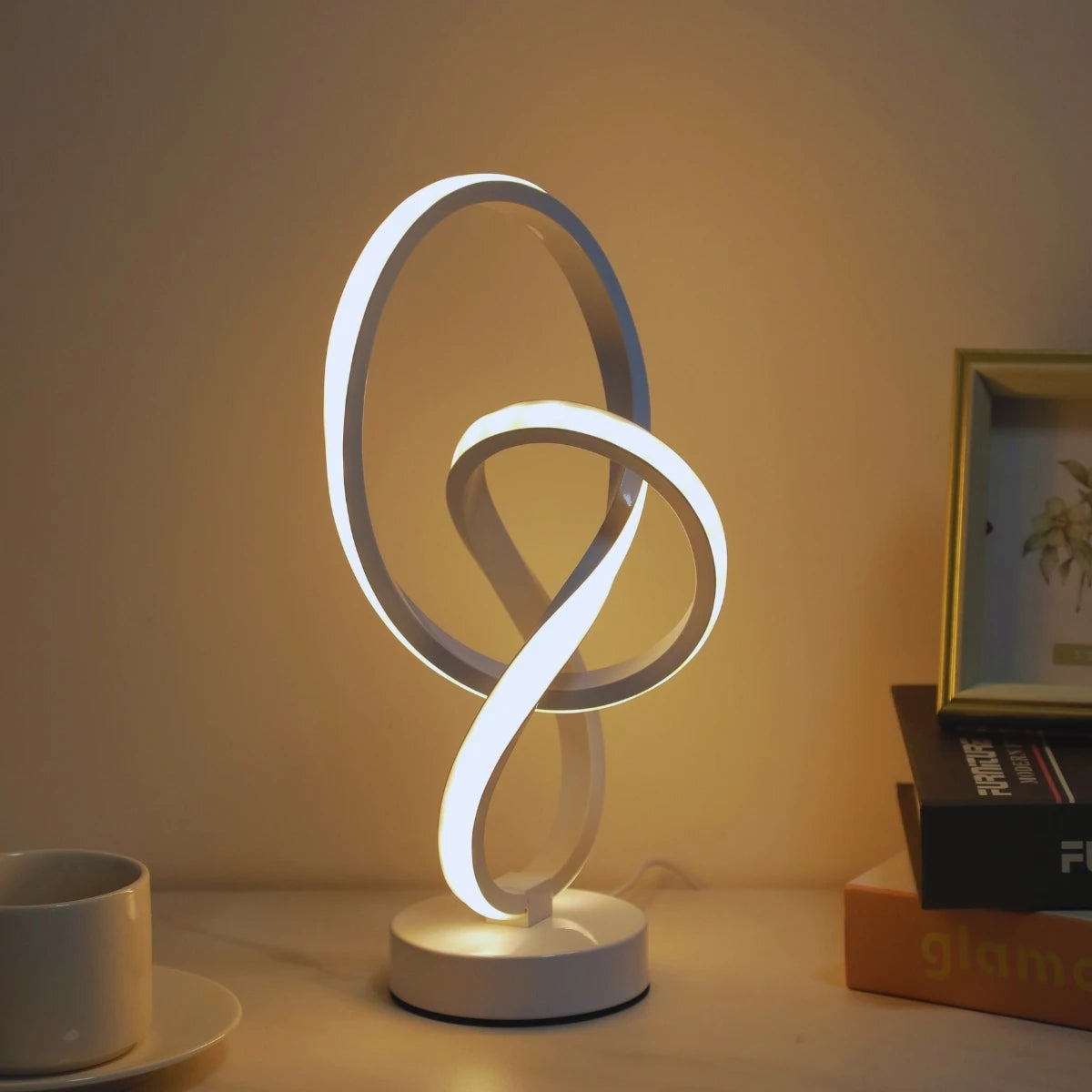 Simple and Creative LED Desk Lamp with USB Three Color Adjustable Brightness, Bedroom Living Room Home, Office Decorative Light