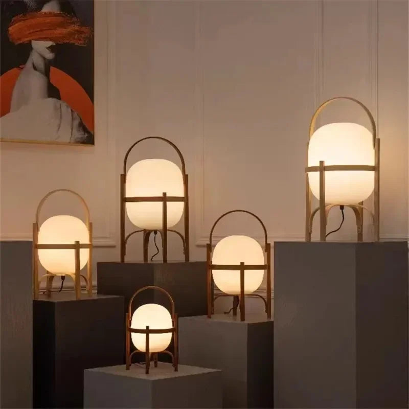 Wabi Sabi Wood LED Table Lamp Minimalist Glass Lampshade for Study Bedroom Bedside Living Room Reading Home Decor Standing Light
