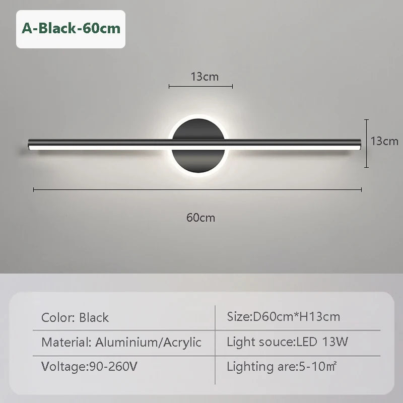 Modern LED Mirror Headlights With Simple Lines Wall Lamps For Indoor Bedrooms Living Rooms Kitchens Bathrooms Lighting Fixtures