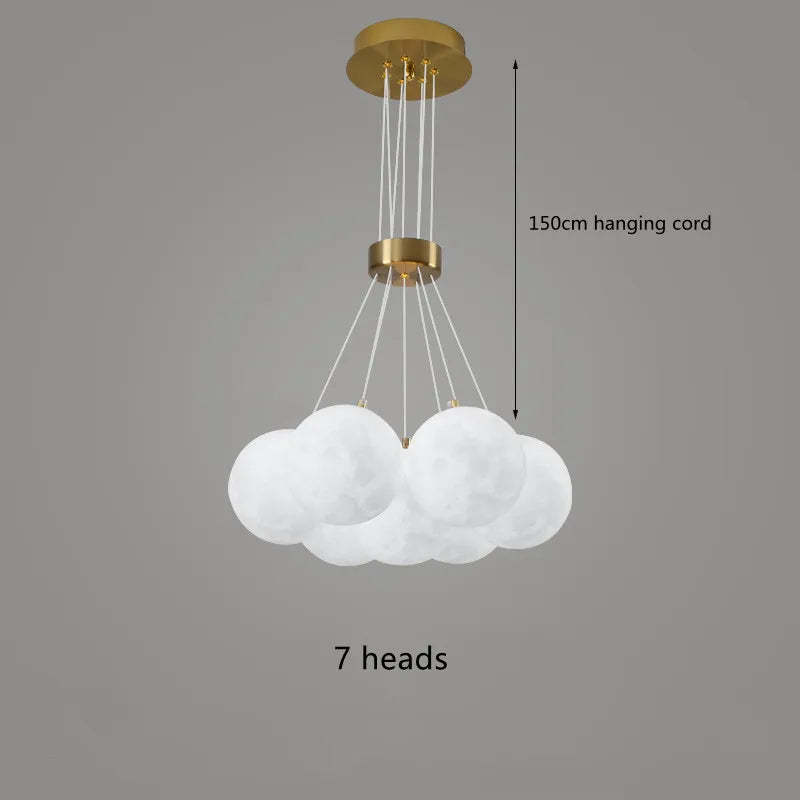 Nordic Planet 3D Moon Ceiling Chandelier Living Room Decoration Designer Creative Dining Room Bedroom Pendant Lamp Lustre Fixtur