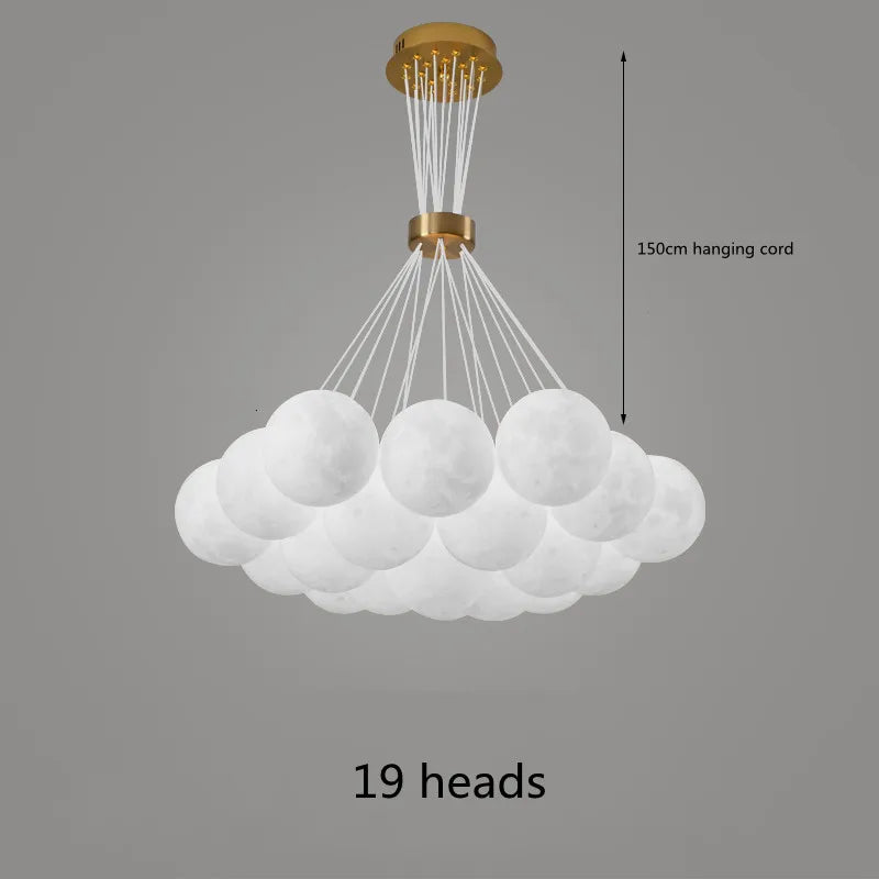 Nordic Planet 3D Moon Ceiling Chandelier Living Room Decoration Designer Creative Dining Room Bedroom Pendant Lamp Lustre Fixtur