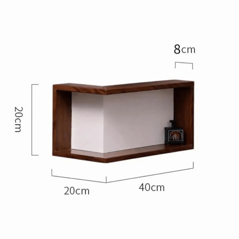 Space Saving 90 Degree Corner Wall Shelf Floating Shelf Suspended Corner Bookshelf Wall Mounted Wooden Display Shelf Home