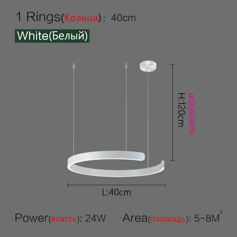 Nordic Designer Pendant Light Round Led Chandelier Dining Room Bedroom Hanging Lamp Restaurant Kitchen Bar Lighting Fixtures