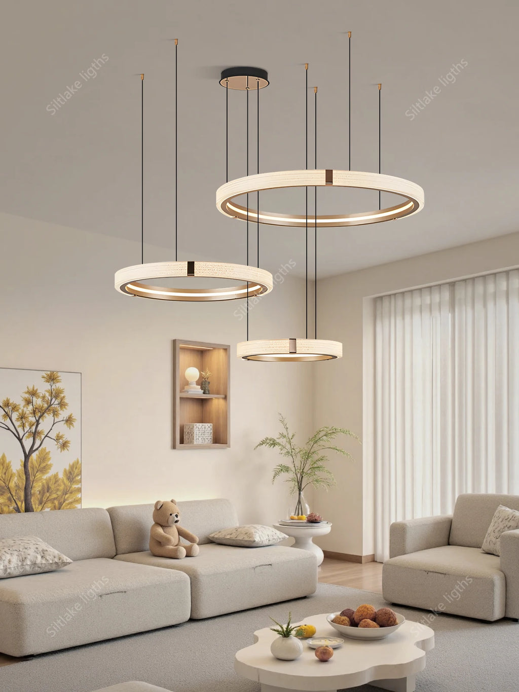 Modern design creative round simple chandelier ring Lights suitable for living room bedroom restaurant home round Pendant Lights