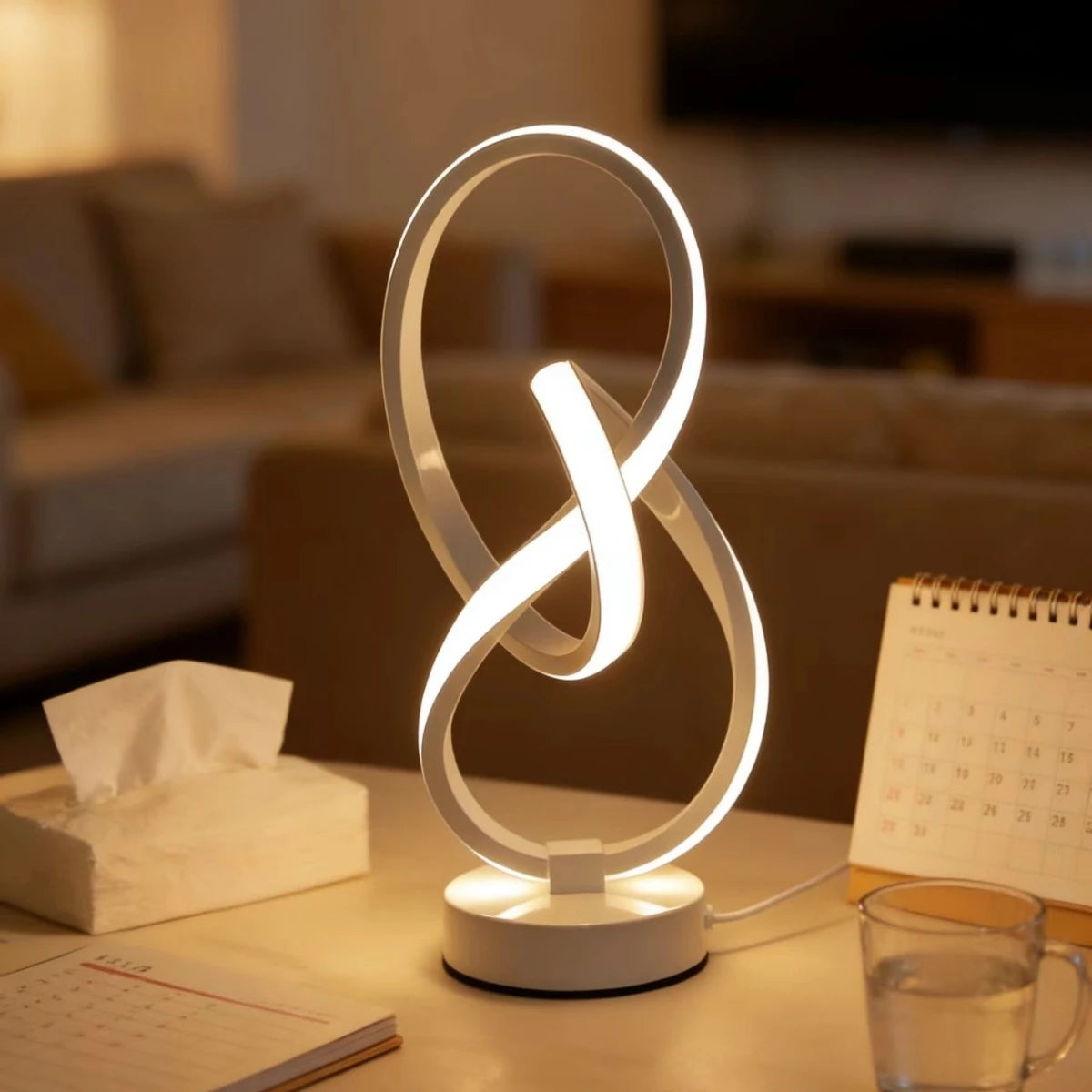 Simple and Creative LED Desk Lamp with USB Three Color Adjustable Brightness, Bedroom Living Room Home, Office Decorative Light