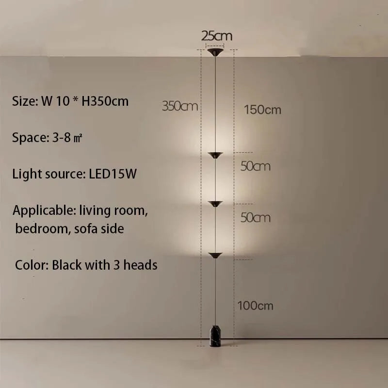 Modern LED cone-shaped design floor lamp pendant light living room bedroom bedside sofa side ambient light hanging line light