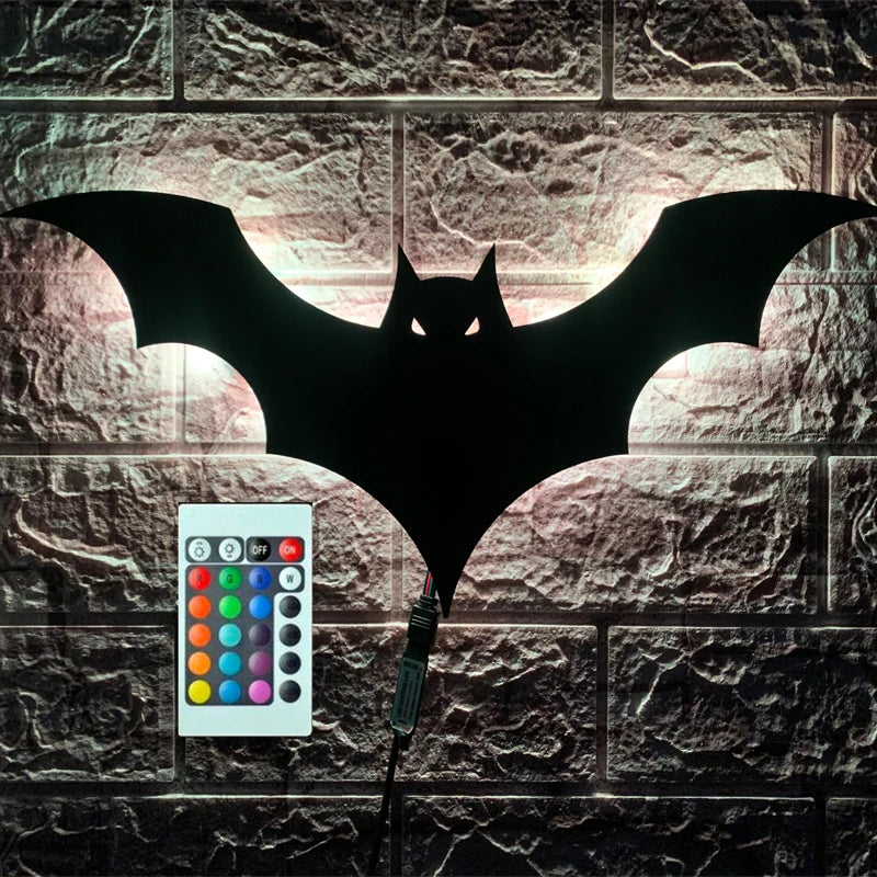ZK50 Colorful And Cool LED Night Light Decorative Wall Lamp Plug-in Remote Control Color Changing Bat Wing Bedside Ambient Light